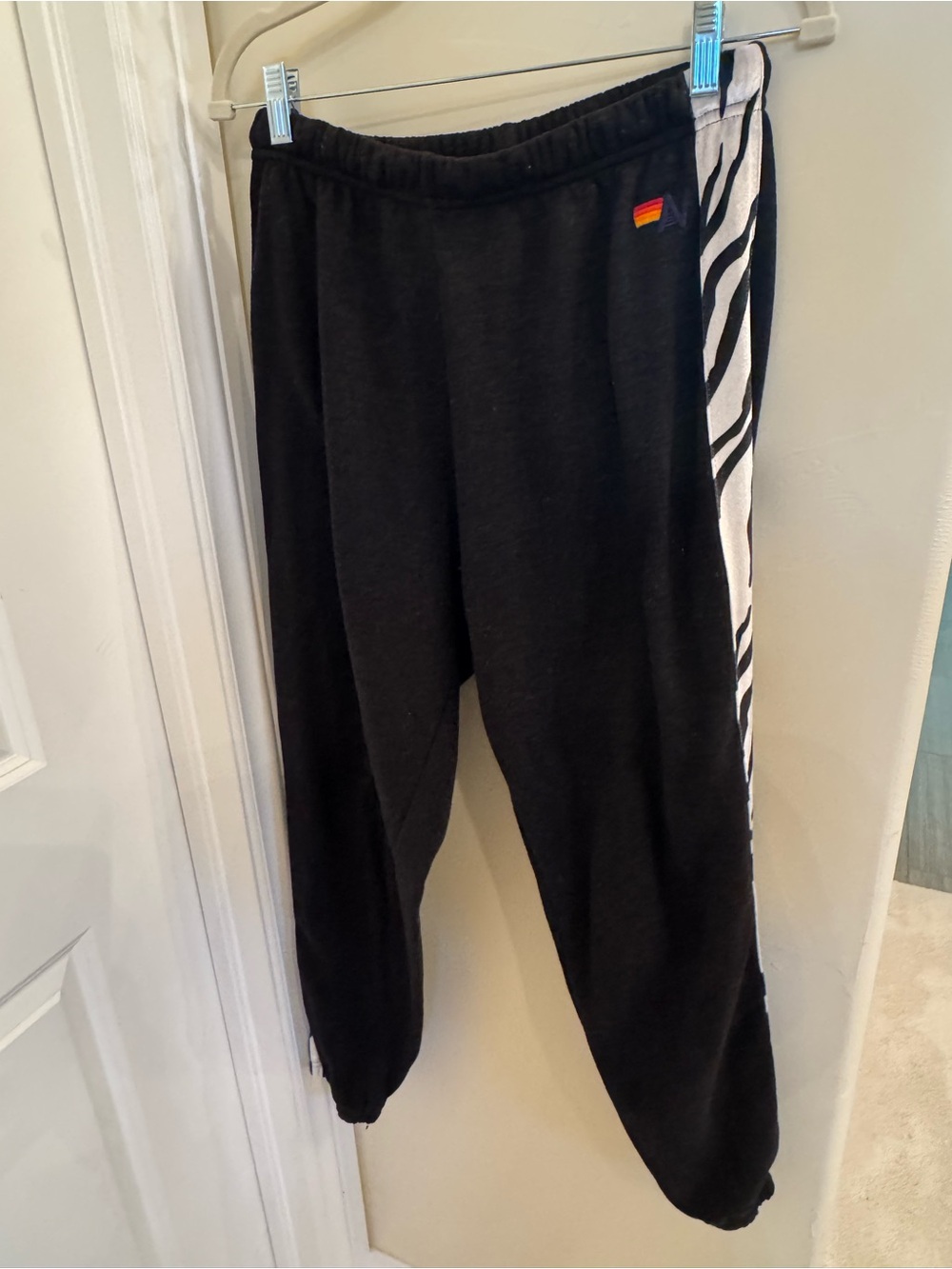 🦓Aviator Nation Zebra Stripe Black Sweatpants Joggers Unisex L🦓